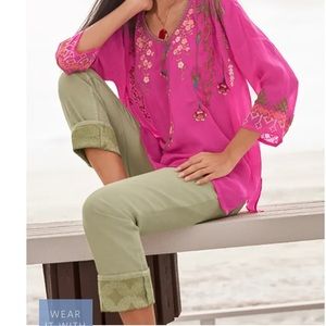 Johnny Was “Catalina Boyfriend” Cuffed Jean In Olive Green -30